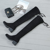 Női fűzős csizma fekete színben öko velúrból - meleg béléssel vagy anélkül