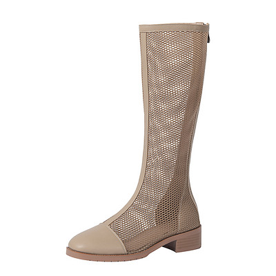 Uus mudel võrgust ja kandilise kontsaga naiste saapad