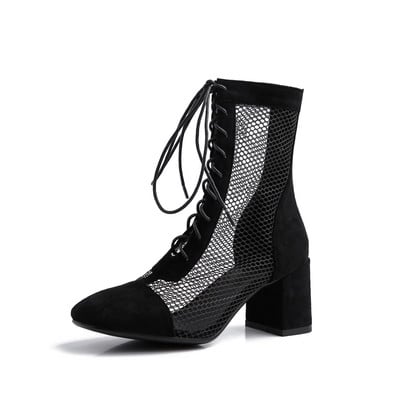 Női alkalmi csizma fűzővel és vastag sarokkal - két modell