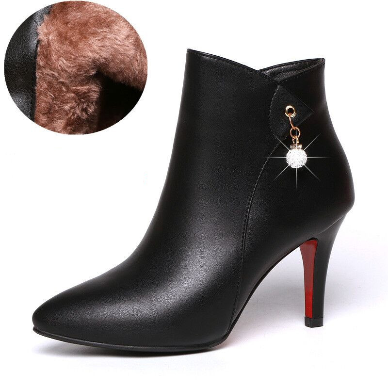 Κομψές γυναικείες μπότες από οικολογικό δέρμα με τακούνι 7,5 cm - με ή χωρίς μαλακή επένδυση