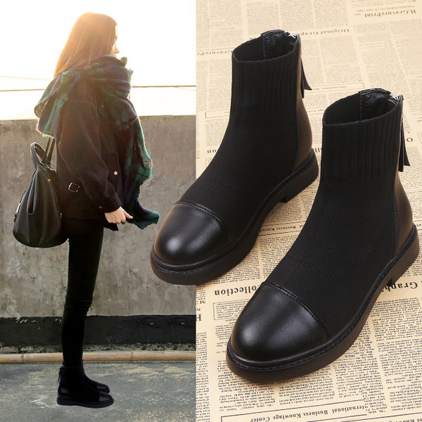 Uus, öko-seemisnahast musta värvi lameda tallaga naiste saapad