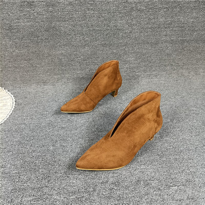 Φθινοπωρινές  μπότες σουέτ  - μυτερό μοντέλο