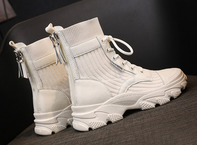 Casual γυναικείες μπότες με κορδόνια και φερμουάρ