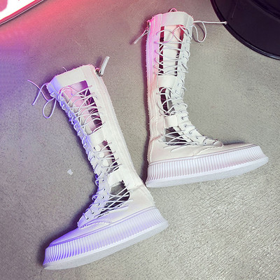 Női tavaszi-őszi csizma lapos magas talppal