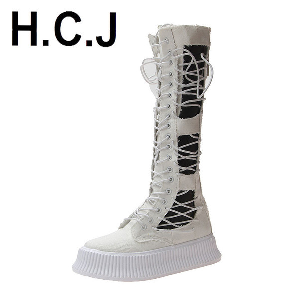 Női tavaszi-őszi csizma lapos magas talppal