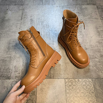 Ženske casual čizme od eko kože sa vezicama