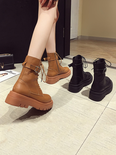 Ženske casual čizme od eko kože sa vezicama