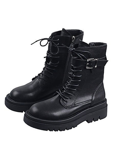 Ženske casual čizme od eko kože sa vezicama