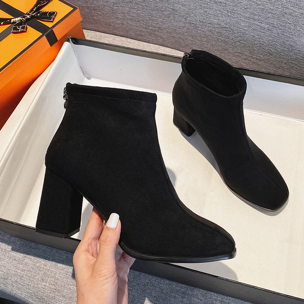 Sieviešu zābaki no eko zamšādas ar biezumu 7 cm papēža - eko zamšādas