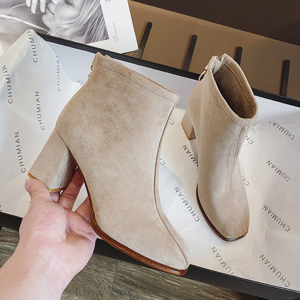 Sieviešu zābaki no eko zamšādas ar biezumu 7 cm papēža - eko zamšādas