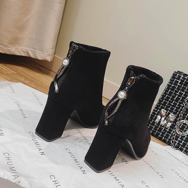 Sieviešu zābaki no eko zamšādas ar biezumu 7 cm papēža - eko zamšādas