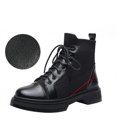 Női alkalmi csizma fűzős fekete műbőrből