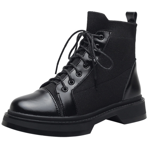 Női alkalmi csizma fűzős fekete műbőrből