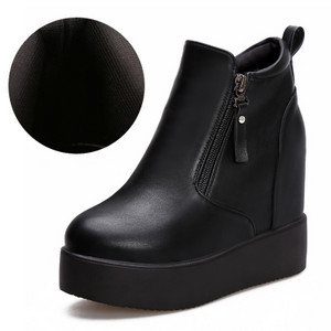 Öko-seemisnahast naiste vabaaja saapad luku ja kõrge tallaga