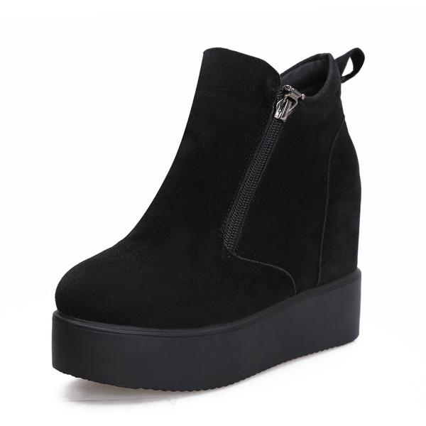 Öko-seemisnahast naiste vabaaja saapad luku ja kõrge tallaga