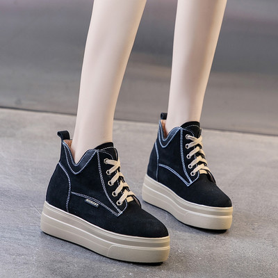 Női alkalmi őszi tornacipő fűzős, magas talpú