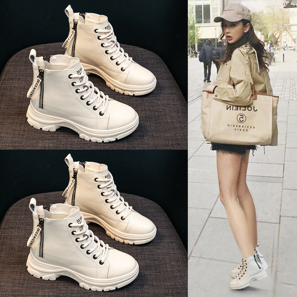 Eko bőrből készült alkalmi női csizma durva talppal, cipzárral