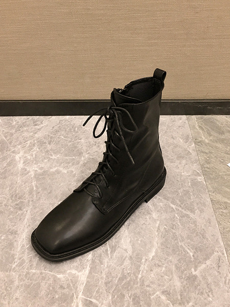 Casual ženske čizme od eko kože sa ravnim đonom, vezicama i patentnim zatvaračem