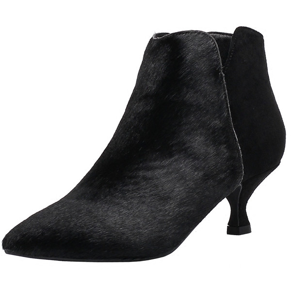 Női hegyes csizma alacsony sarkú, cipzárral záródik