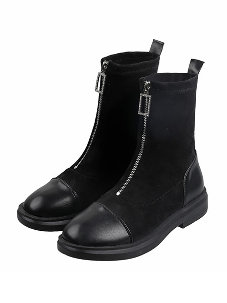 Aktuális női csizma lapos talppal és cipzárral