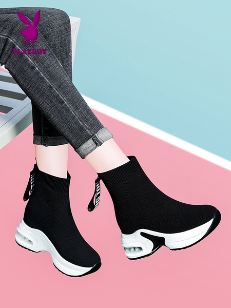 Naiste vabaaja sokid kõrge tallaga musta värvi