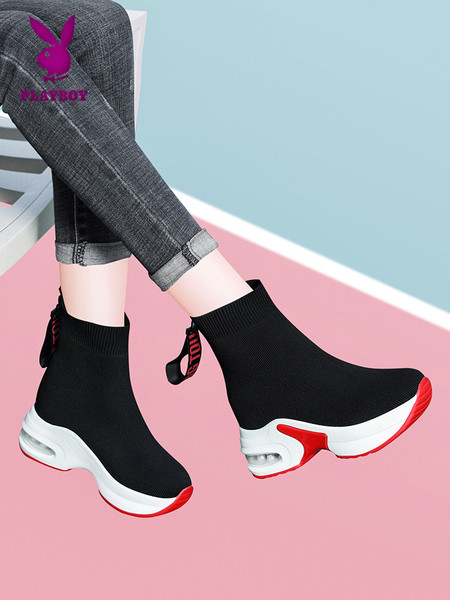 Naiste vabaaja sokid kõrge tallaga musta värvi