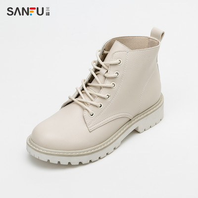 Öko-nahast beežid naiste saapad paeltega