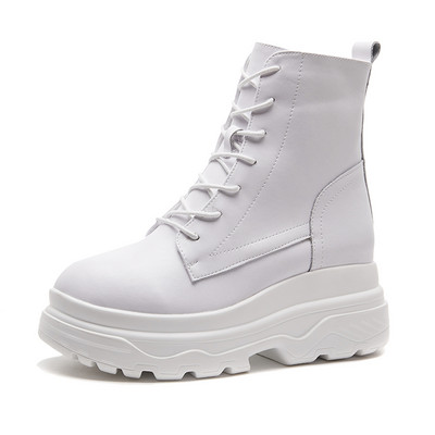 Sieviešu ikdienas zābaki ar rāvējslēdzēju un šņorēm no eko ādas