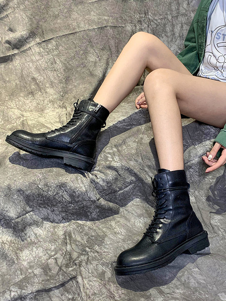 Öko-nahast moodsad lameda talla ja paeltega naiste saapad