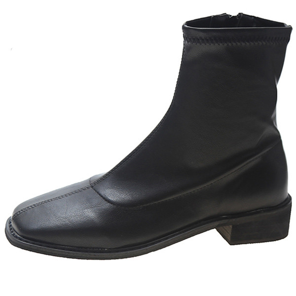 Ženske kožne čizme na nisku petu i patent zatvarač