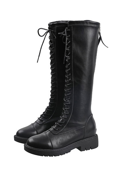 Ikdienas sieviešu zābaki vai zābaki no mākslīgās ādas ar šņorēm