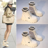 Sieviešu zābaki no eko ādas ar šņorēm un raupju zoli