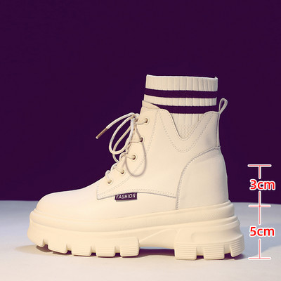 Sieviešu zābaki no eko ādas ar šņorēm un raupju zoli