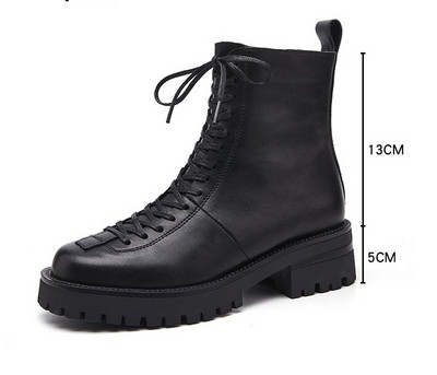 Casual γυναικείες έκο δερμάτινες μπότες με κορδόνια και φερμουάρ