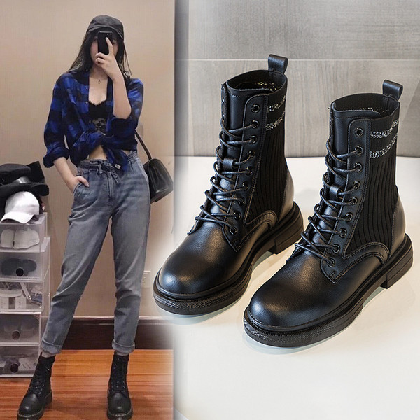 Naiste vabaaja saapad ökonahast paeltega - musta värvi