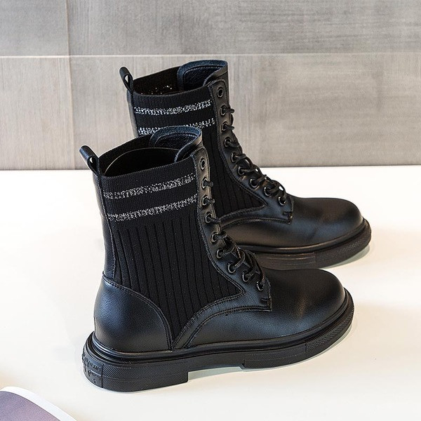 Naiste vabaaja saapad ökonahast paeltega - musta värvi