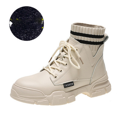 Casual γυναικείες μπότες από δέρμα eco με ή χωρίς μαλακή επένδυση