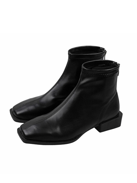 Elegantne ženske čizme od eko kože četvrtastog oblika