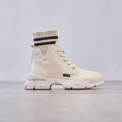 Casual γυναικείες μπότες με επίπεδη σόλα - τύπου κάλτσας