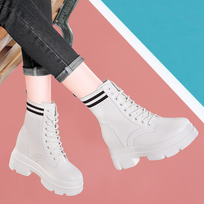 Női alkalmi csizma fűzővel, cipzárral és magas talppal