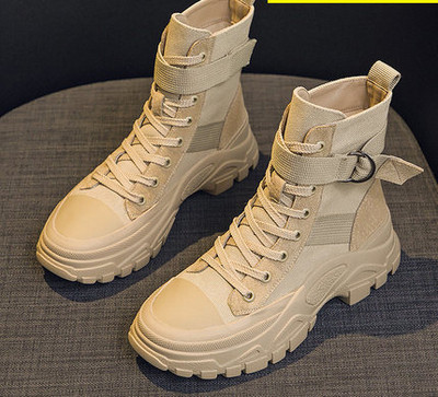 Casual γυναικείες μπότες με τραχιά σόλα με κορδόνια