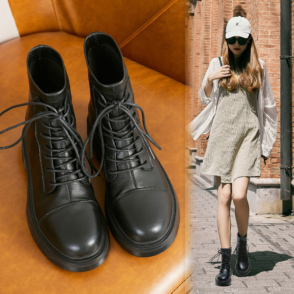 Alkalmi női csizma fűzős - lapos talpú