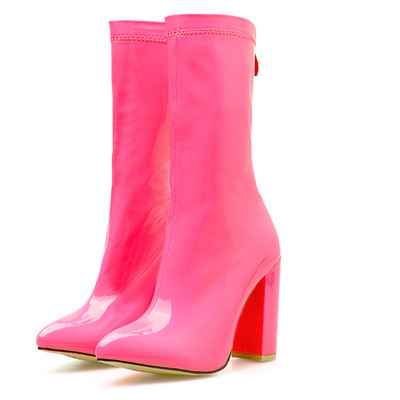 Νέο μοντέλο γυναικείες δερμάτινες μπότες με ψηλά τακούνια