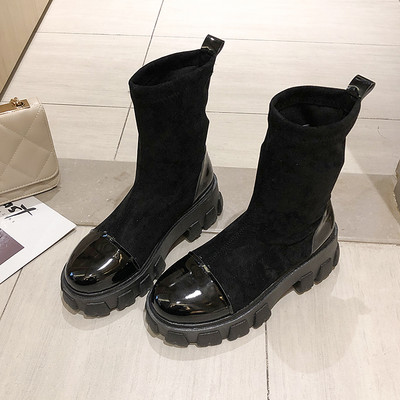 Naiste moodsad kõrge kareda talla ja ökoseemisnahast saapad