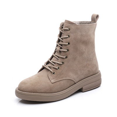 Női alkalmi csizma öko velúrból, fűzővel és lapos talppal