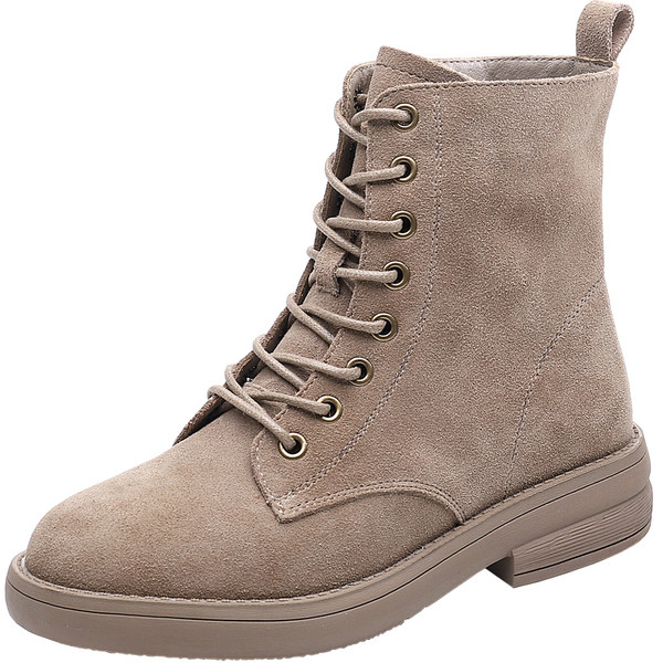 Női alkalmi csizma öko velúrból, fűzővel és lapos talppal