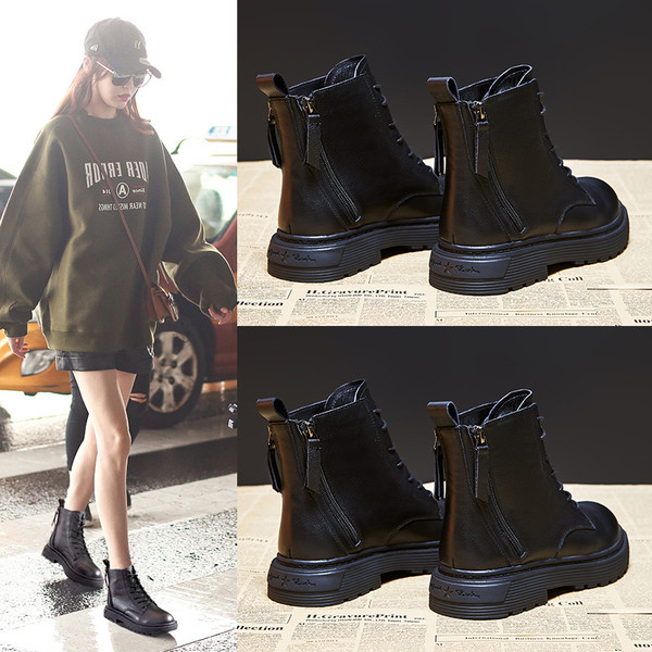 Fekete női alkalmi csizma lapos talppal