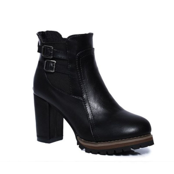 Női csizma új modellje csattal - műbőr fekete és barna színben