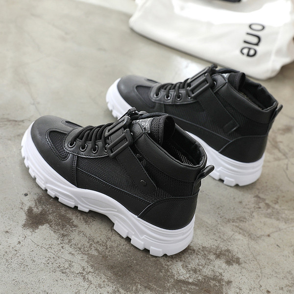 Női bőr tornacipő magas talppal