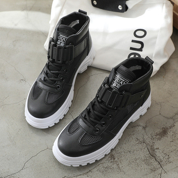 Női bőr tornacipő magas talppal